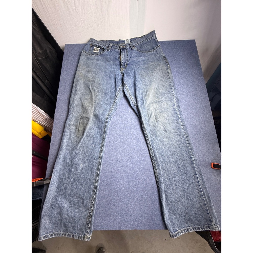 Cinch Up Mens Medium Wash Denim Jeans Western Straight Leg Blue Size 34x31